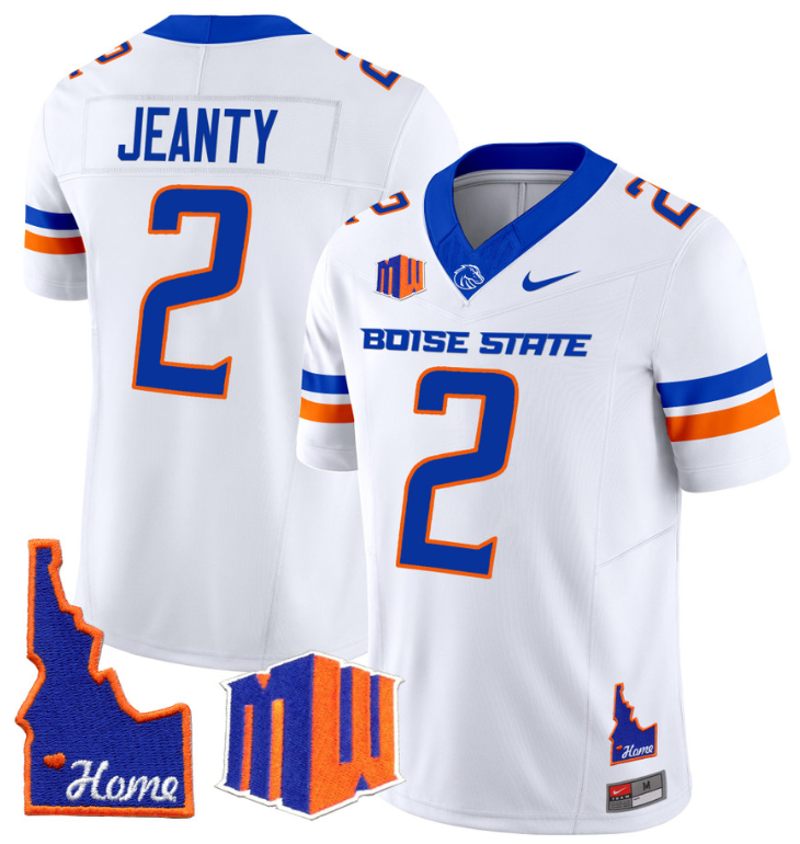 Ashton Jeanty Jersey #2 Boise State Broncos 2024 Home Patch Vapor Football White