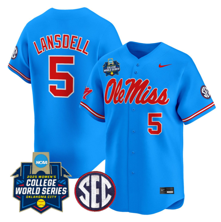Ashton Lansdell Jersey #5 Ole Miss Rebels Softball 2025 World Series Stitched Blue