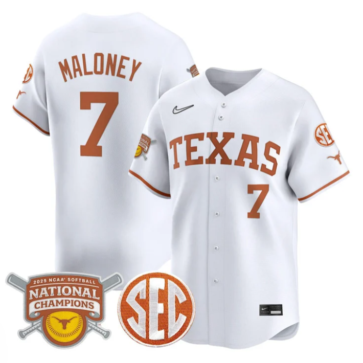Ashton Maloney Jersey #7 Texas Longhorns 2025 National Champions White