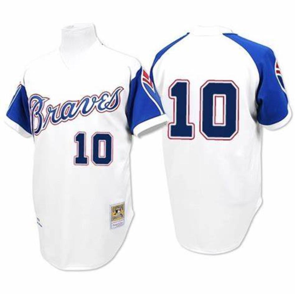 Atlanta Braves Chipper Jones White 1974 Throwback Pullover Jersey