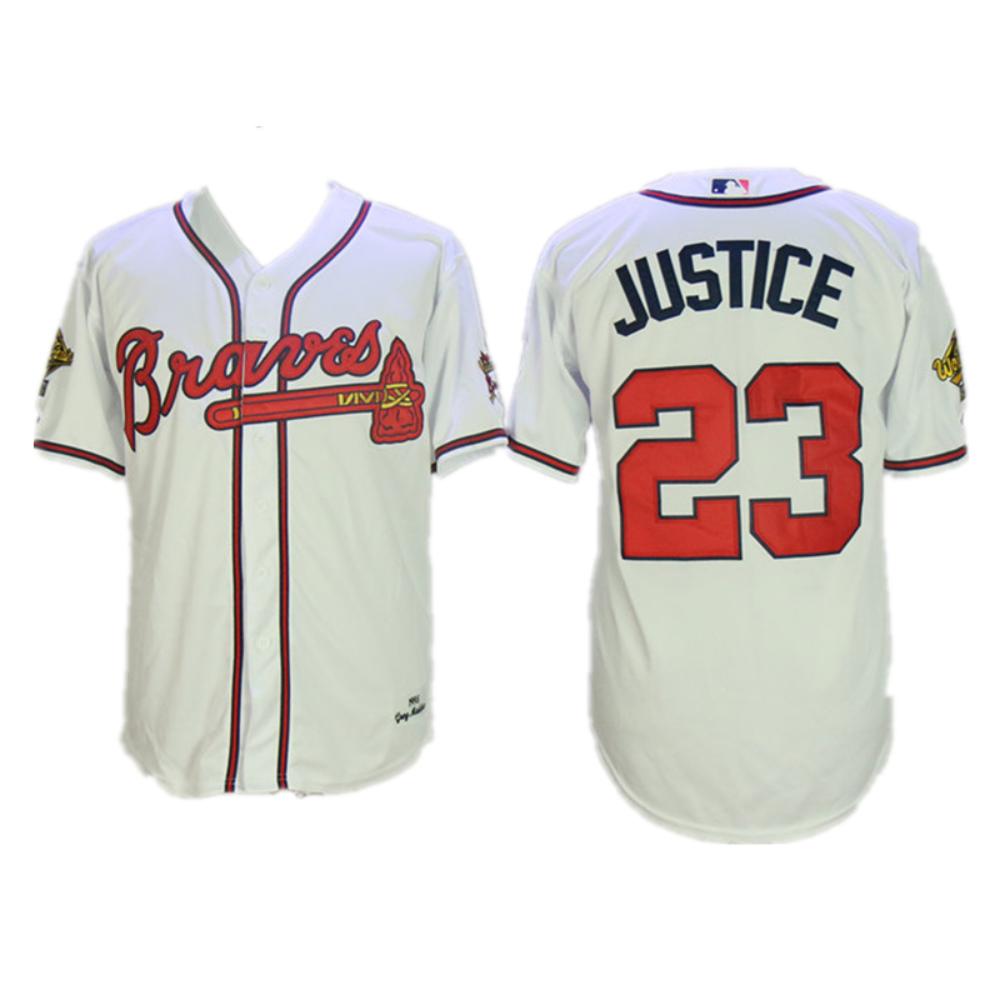 Atlanta Braves David Justice White 1995 Throwback Jersey