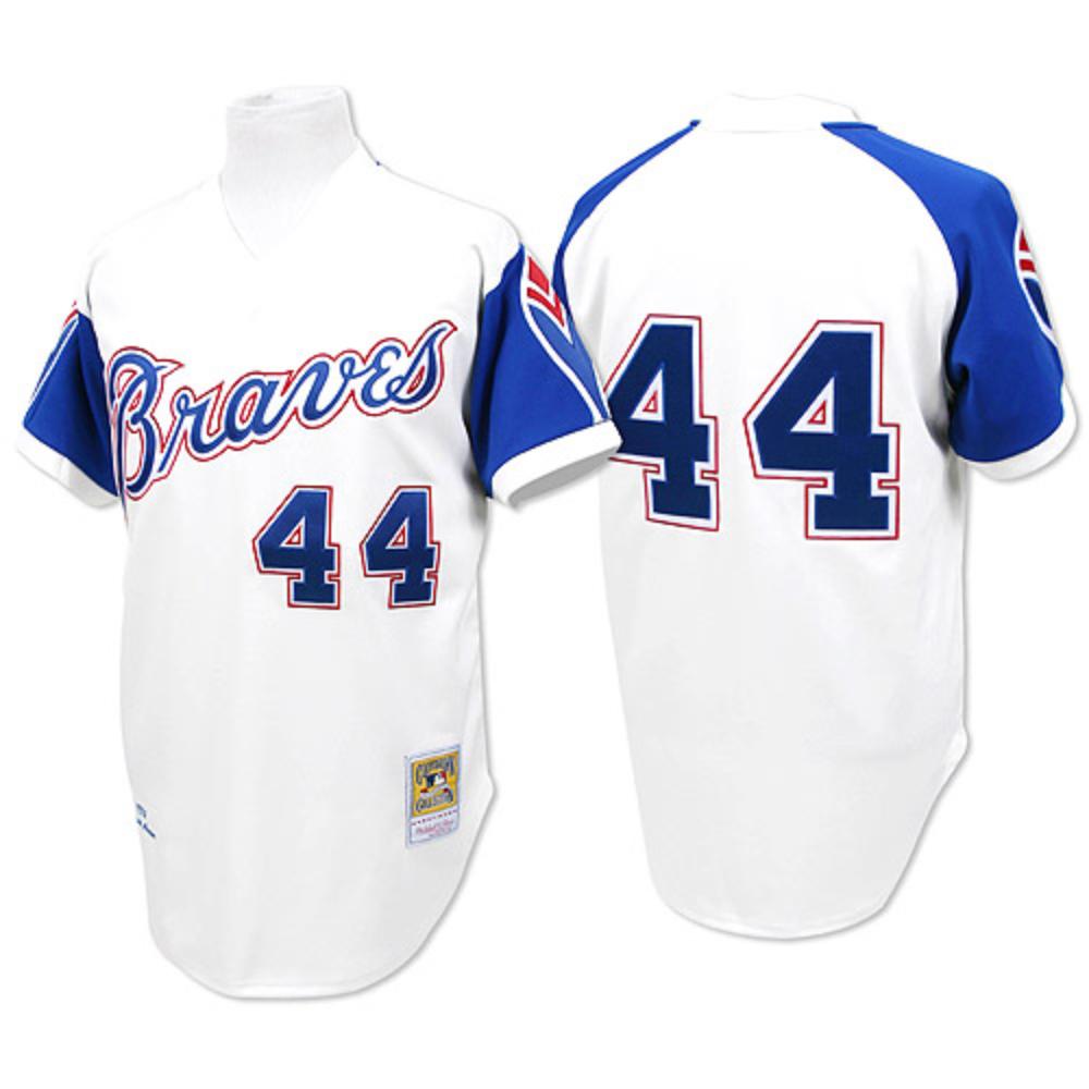 Atlanta Braves Hank Aaron White 1974 Throwback Pullover Jersey