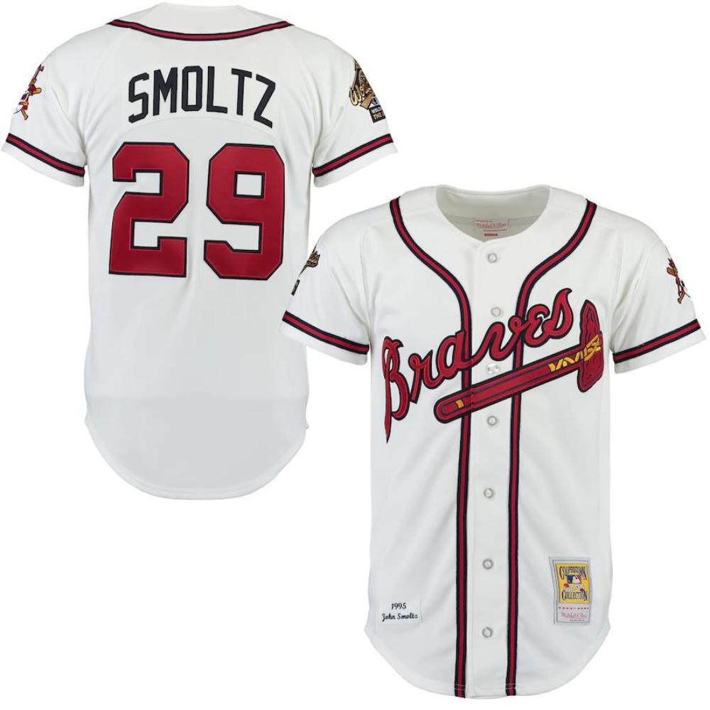 Atlanta Braves John Smoltz White 1995 Throwback Jersey