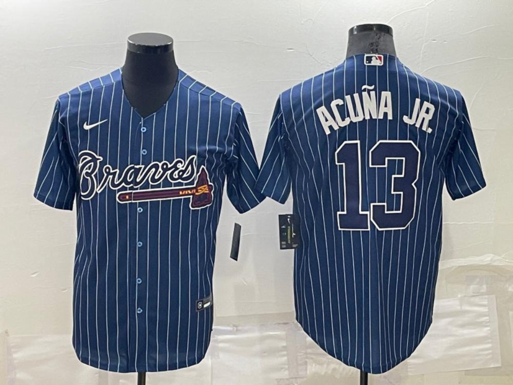 Atlanta Braves Ronald Acuna Jr. Navy Throwback Replica Jersey
