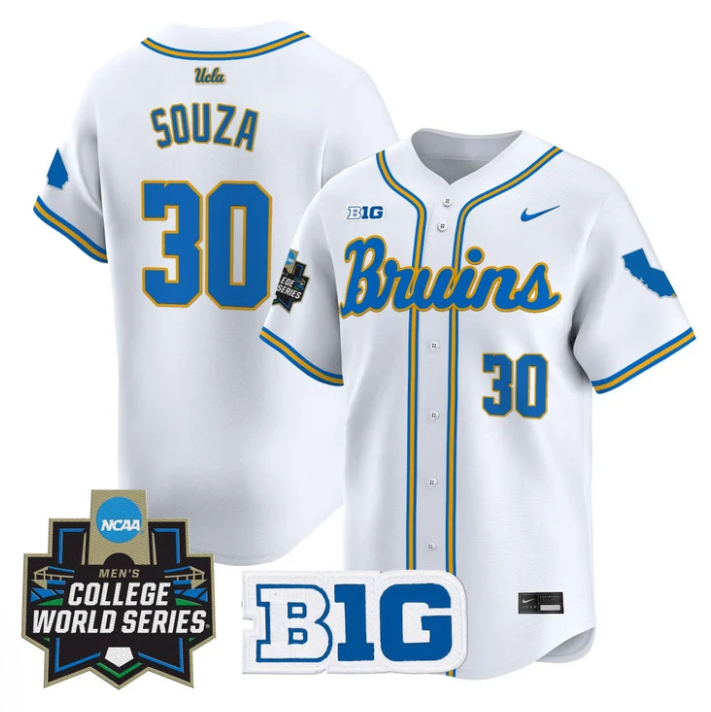 August Souza Jersey #30 UCLA Bruins 2025 World Series Stitched White