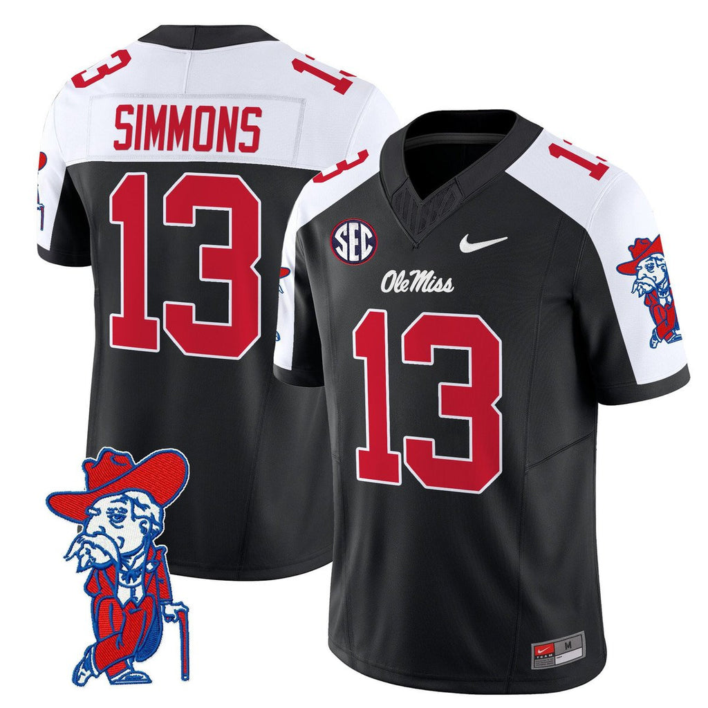 Austin Simmons Jersey #13 Ole Miss Rebels 2025 Limited V2 Stitched Black Alternate
