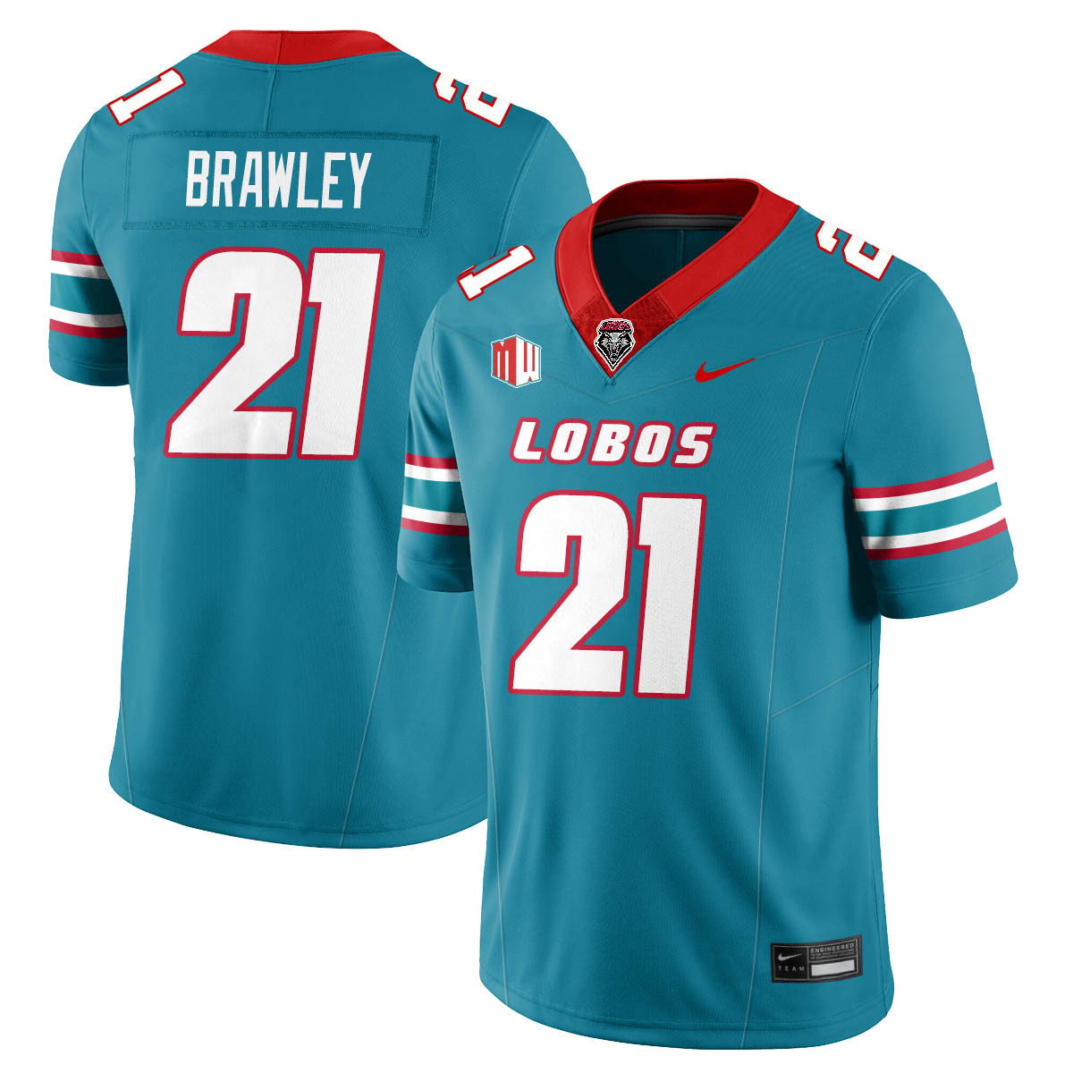 Austin Brawley Jersey #21 UNM Lobo Football 2025 All Stitched Turquoise