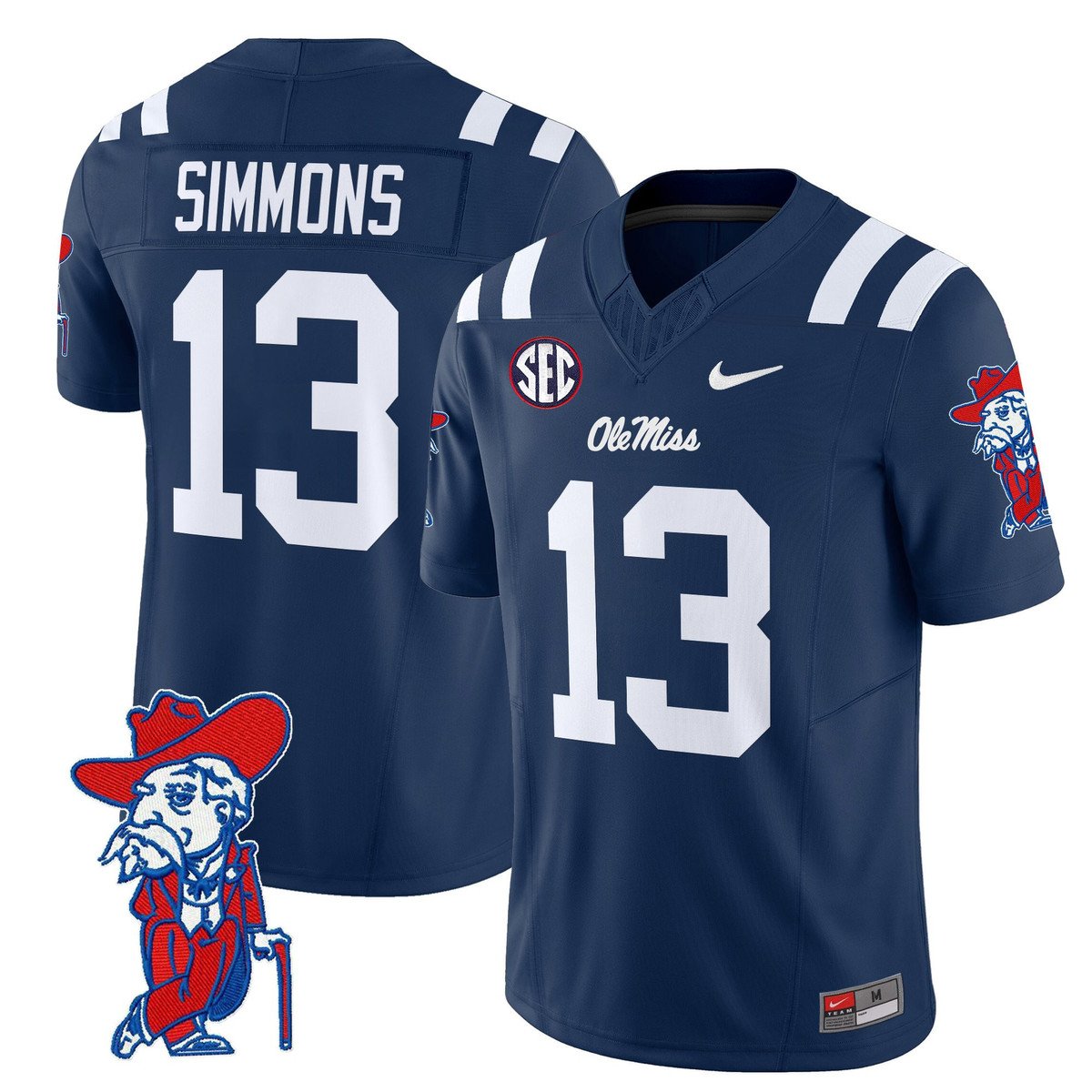 Austin Simmons Jersey #13 Ole Miss Rebels 2025 Limited V2 Stitched Navy