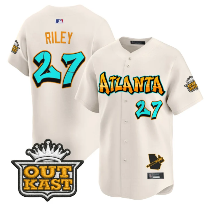 Austin Riley Jersey #27 Atlanta Braves Graffiti A-Town Edition Stitched Cream