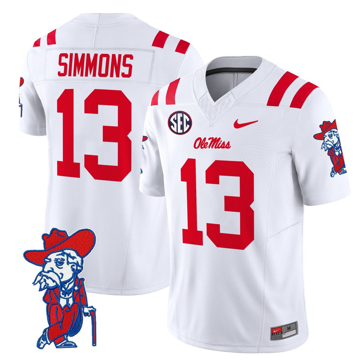 Austin Simmons Jersey #13 Ole Miss Rebels 2025 Limited V2 Stitched White