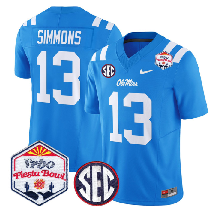 Austin Simmons Jersey #13 Ole Miss Rebels 2026 Fiesta Bow Stitched