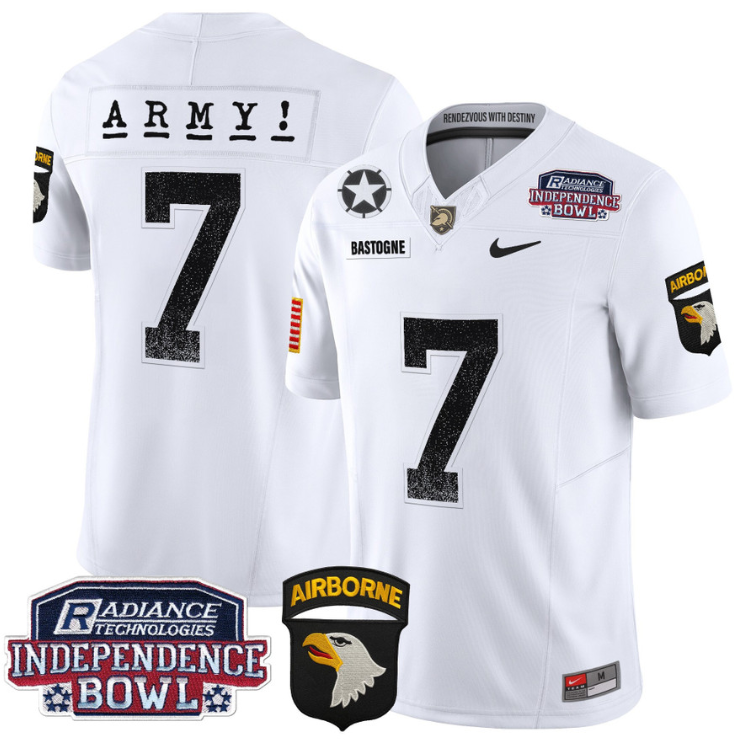 Bastogne Jersey #7 Army Black Knights Independence Bowl Patch White