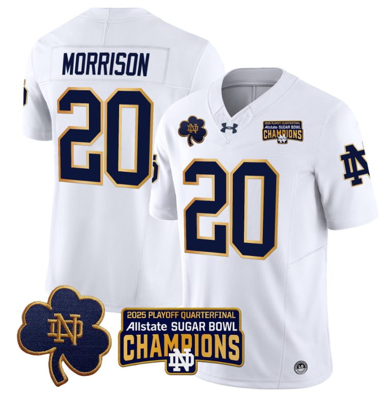 Benjamin Morrison Jersey #20 Notre Dame 2025 Sugar Bowl Champions White