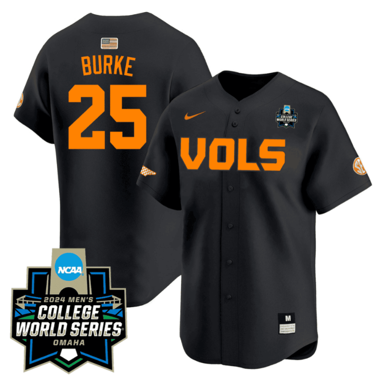 Blake Burke Jersey #25 Tennessee Volunteers 2024 College World Series Patch Vapor Premier Limited NCAA Baseball Stitched Black