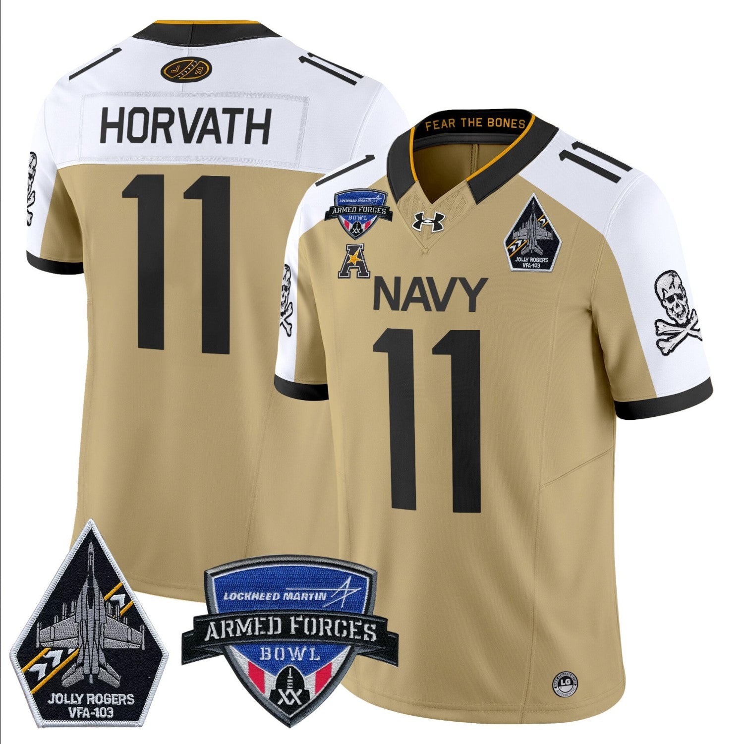 Blake Horvath Jersey #11 Navy Midshipmen 2025 Armed Forces Bowl Patch Gold Alternate
