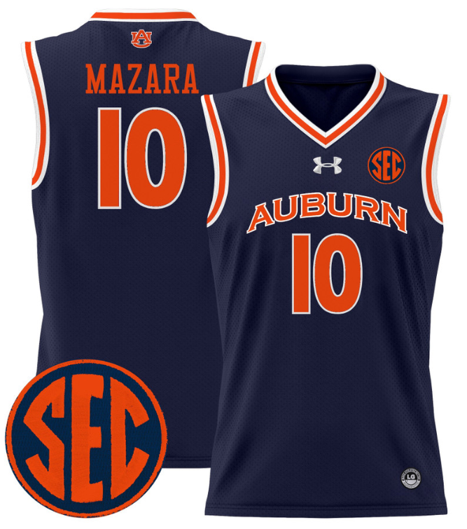 Baker Mazara Jersey #10 Auburn Tigers 2024 Lightweight Basketball Navy