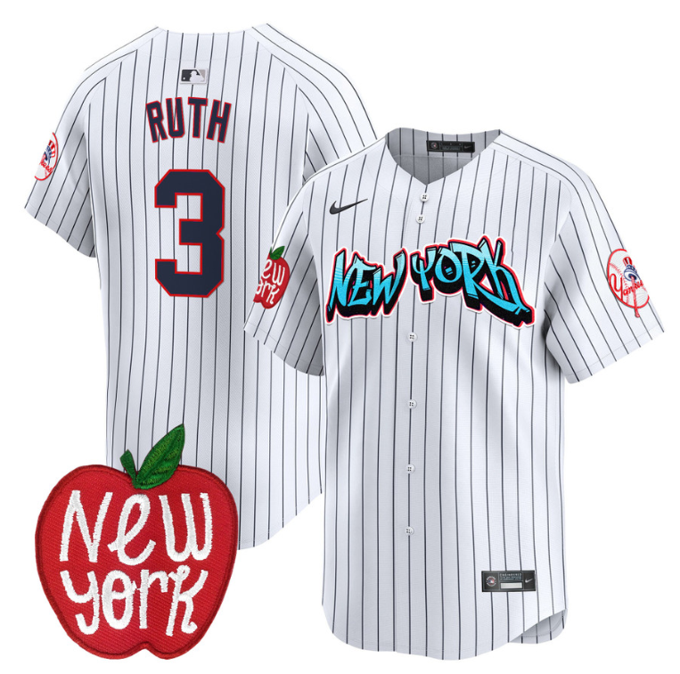 Babe Ruth Jersey #3 New York Yankees Apple Patch Vapor Premier Limited Stitched Pinstripe
