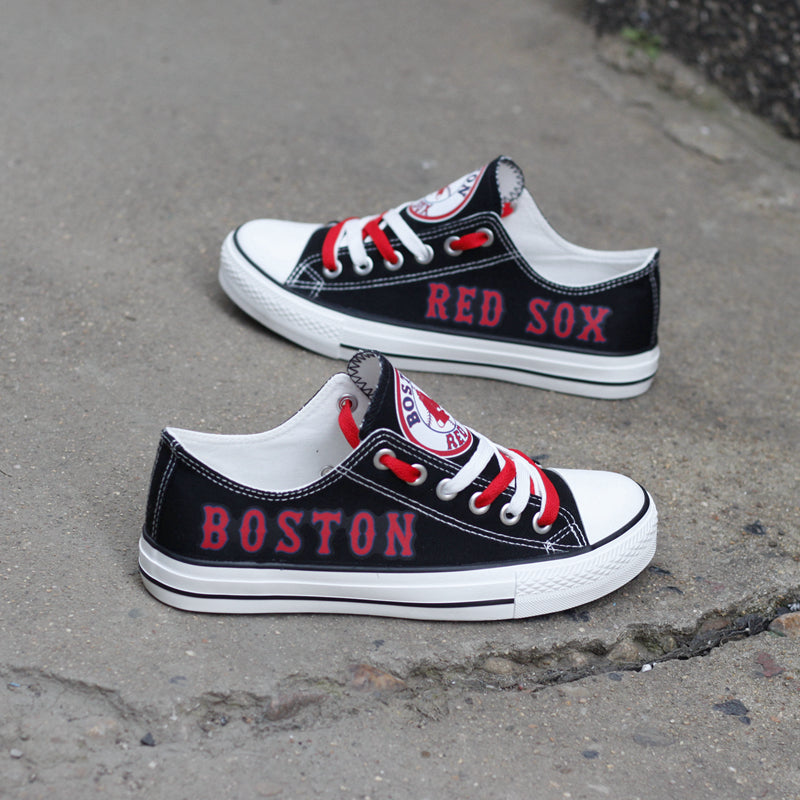 Boston Red Sox Limited Print MLB Baseball Fans Low Top Canvas Shoes Sport Sneakers T-DJ246H