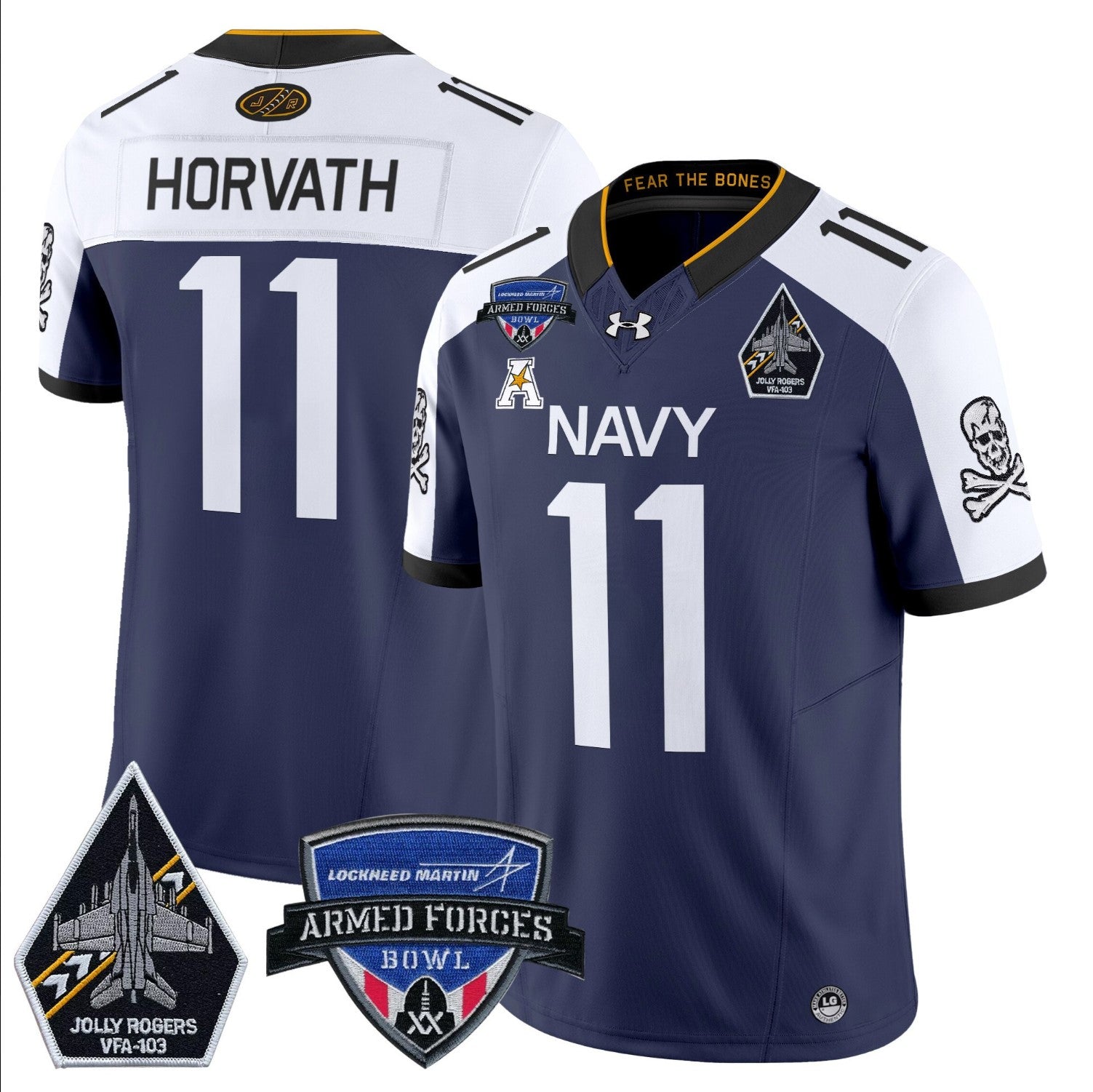 Blake Horvath Jersey #11 Navy Midshipmen 2025 Armed Forces Bowl Patch Navy Alternate