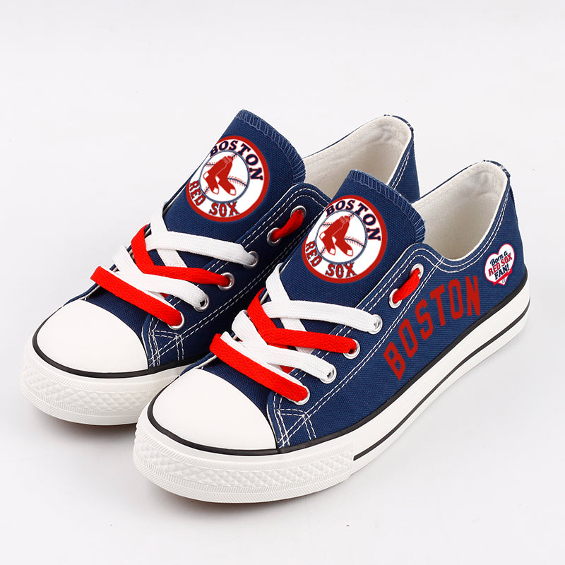 Boston Red Sox Limited Print MLB Baseball Fans Low Top Canvas Shoes Sport Sneakers T-DAC166L
