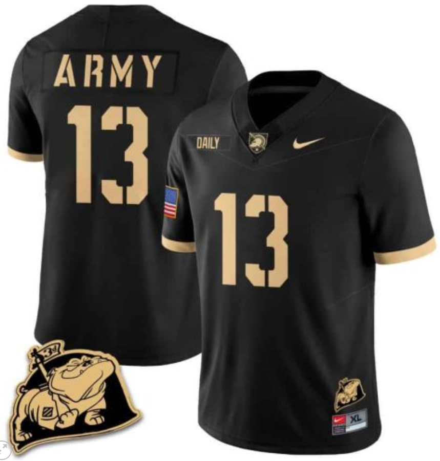 Bryson Daily Jersey #13 Army Black Knights Jersey Rocky The Bulldog Patch Vapor Limited College Football Stitched Black