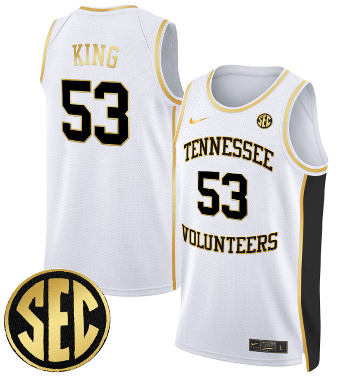 Bernard King Jersey #53 Tennessee Vols 2024 Swingman Basketball White Gold