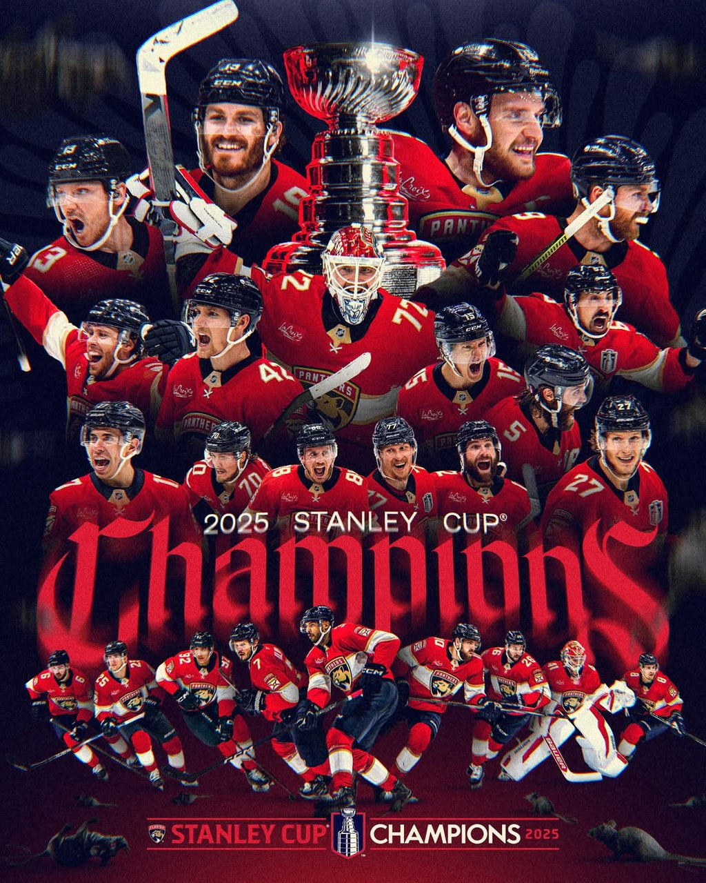 Florida Panthers 2025 Stanley Cup Champions Jersey - All Stitched