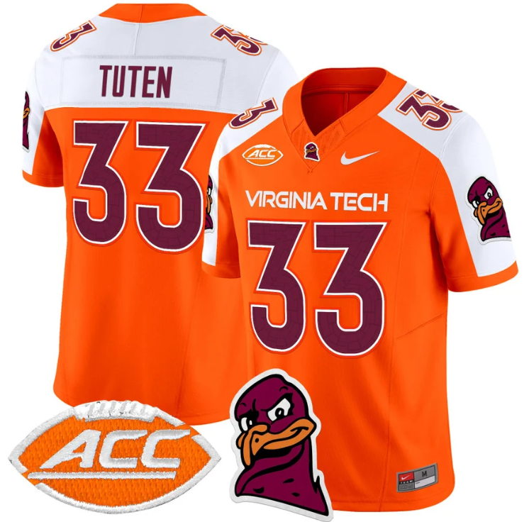 Bhayshul Tuten Jersey #33 Virginia Tech Hokies Vapor Limited College Football Orange Alternate