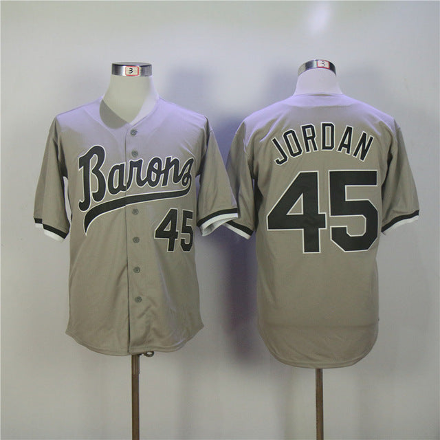 Birmingham Barons #45 Michael Jordan Movie Baseball Jersey Grey