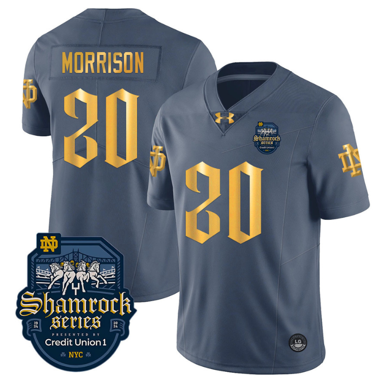 Benjamin Morrison Jersey #20 With Name Notre Dame Fighting Irish 2024 Shamrock