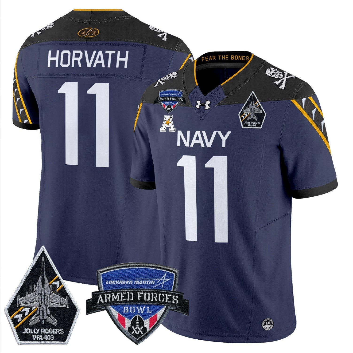 Blake Horvath Jersey #11 Navy Midshipmen 2025 Armed Forces Bowl Patch Navy