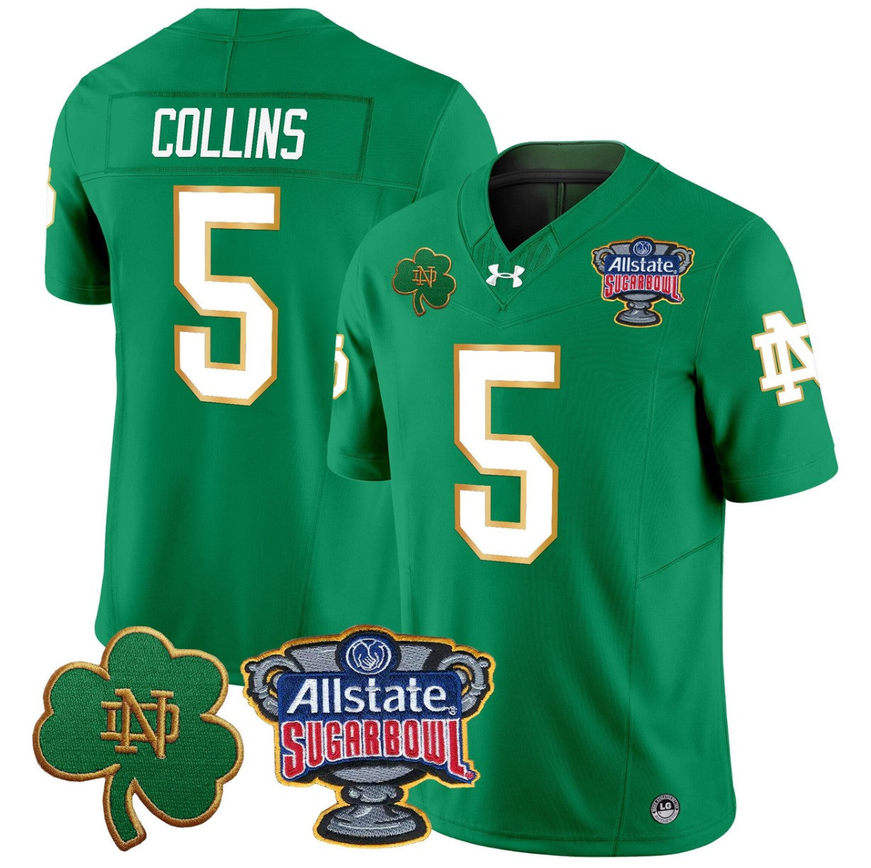 Beaux Collins Jersey #5 Notre Dame 2024 Sugar Bowl Patch V2 Navy Alternate