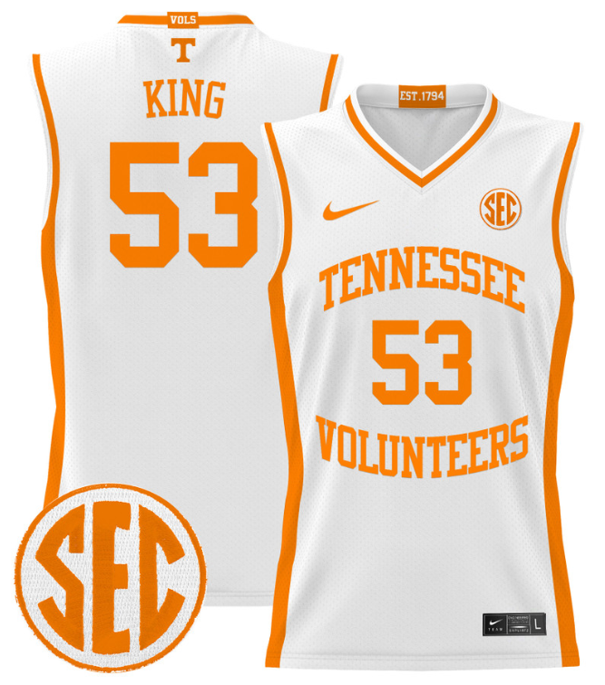 Bernard King Jersey #53 Tennessee Vols 2024 Lightweight Basketball White