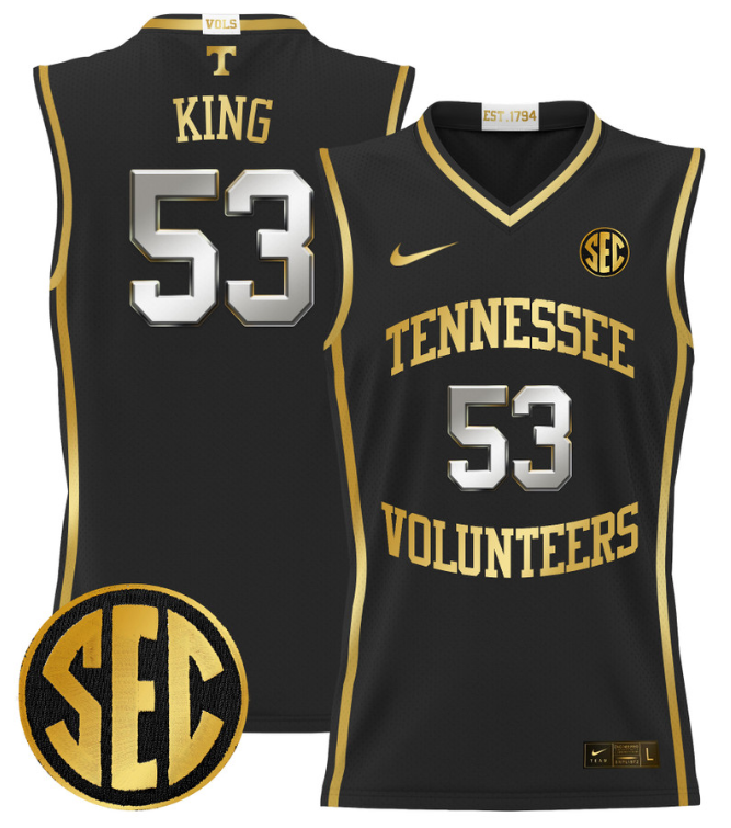 Bernard King Jersey #53 Tennessee Vols 2024 Lightweight Basketball Black Gold