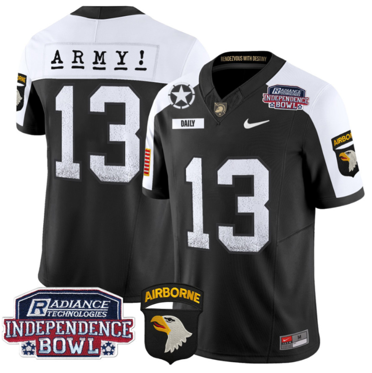 Bryson Daily Jersey #13 Army Black Knights Independence Bowl Patch Black Alternate
