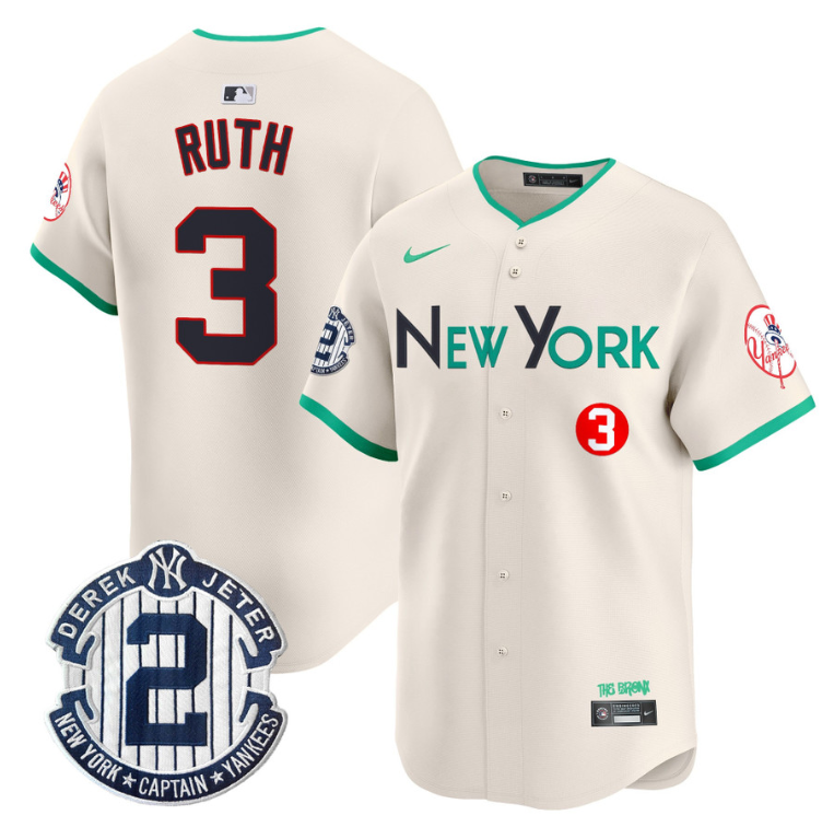 Babe Ruth Jersey #3 New York Yankees City Connect Vapor Premier Limited Stitched Cream