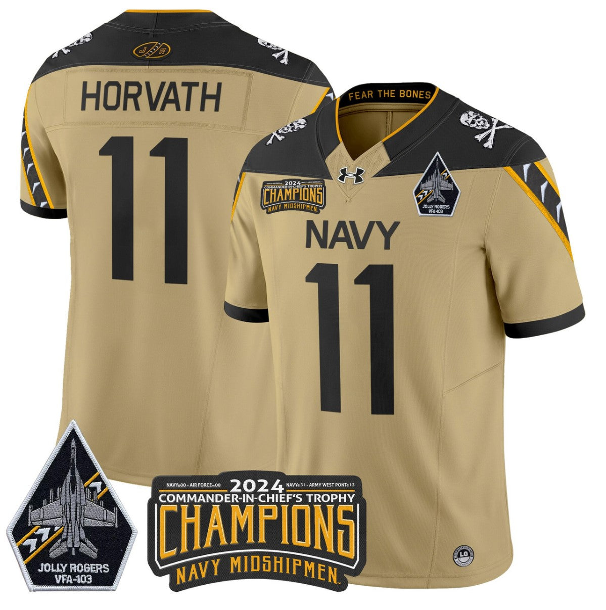 Blake Horvath Jersey 11 Navy Midshipmen Commander-in-chief's Trophy Gold
