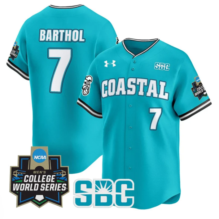 Blake Barthol Jersey #7 Coastal Carolina Chanticleers 2025 World Series Teal