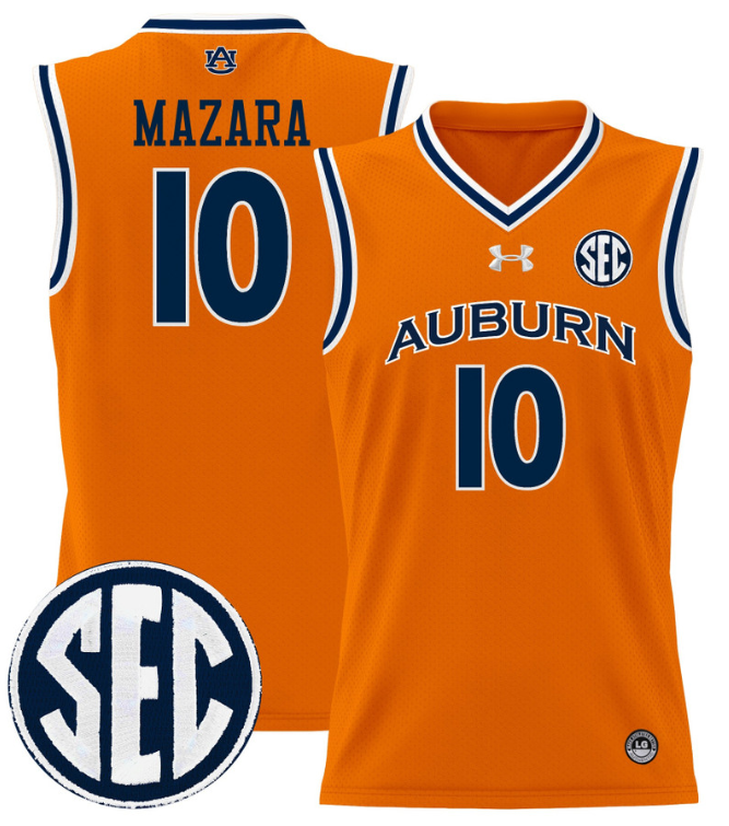 Baker Mazara Jersey #10 Auburn Tigers 2024 Lightweight Basketball Orange