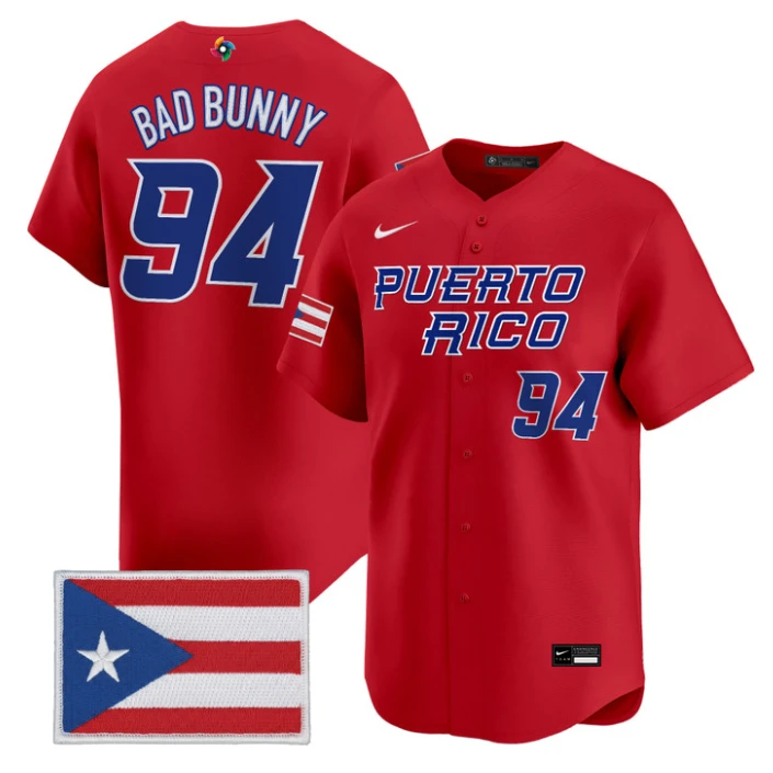 Bad Bunny Jersey #94 Puerto Rico World Baseball Classic 2026 Stitched