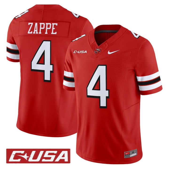 Bailey Zappe Jersey #4 Western Kentucky Hilltoppers 2025 Stitched