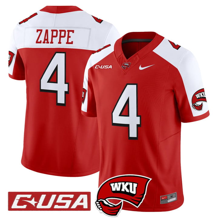 Bailey Zappe Jersey #4 Western Kentucky Hilltoppers 2025 Stitched