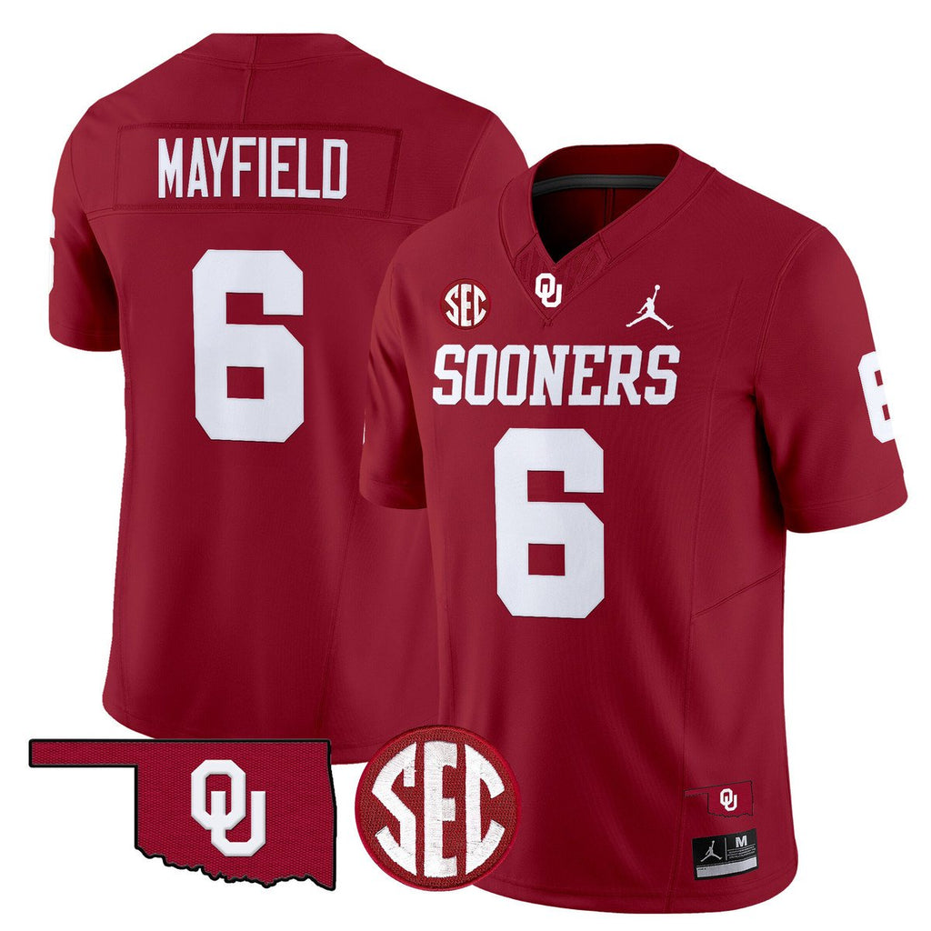 Baker Mayfield Jersey #6 Oklahoma Sooners 2025 Limited Stitched Crimson