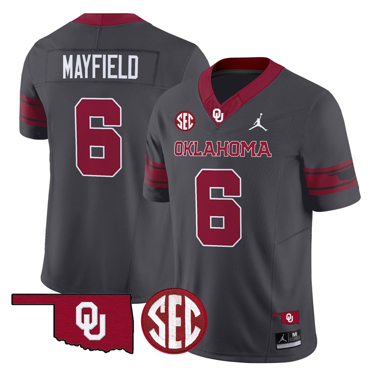 Baker Mayfield Jersey #6 Oklahoma Sooners 2025 Limited Stitched Anthracite