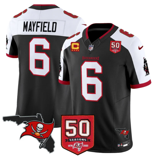 Baker Mayfield Jersey #6 50 Seasons 1976-2025 Vapor Limited Stitched Black Alter