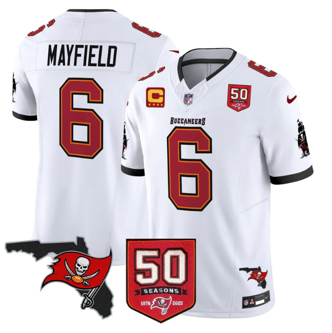 Baker Mayfield Jersey #6 50 Seasons 1976-2025 Vapor Limited Stitched White