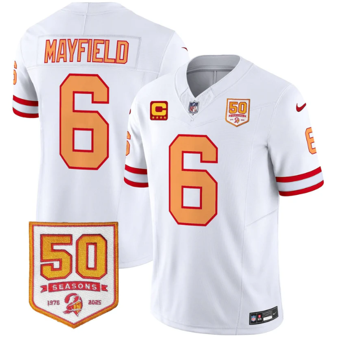 Baker Mayfield Jersey #6 50 Seasons 1976-2025 Vapor Limited Stitched White Limited