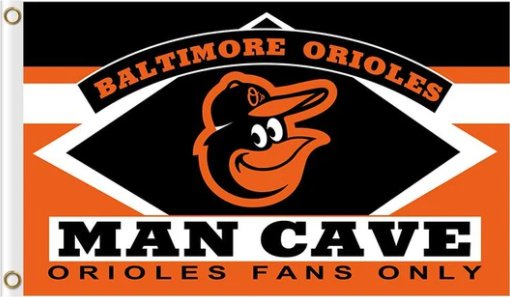 Baltimore Orioles Man Cave flag 3X5Ft Banner USA Polyester with Brass Grommets - 6
