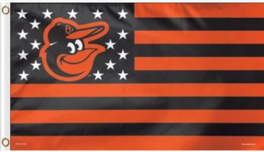 Baltimore Orioles Star and Stripes US flag 3X5Ft Banner USA Polyester with Brass Grommets - 11