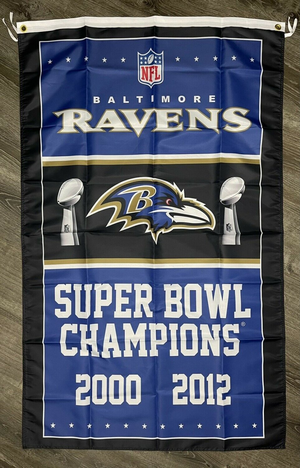 Baltimore Ravens Super Bowl Championship Flag 3x5 ft BLUE Banner Man-Cave